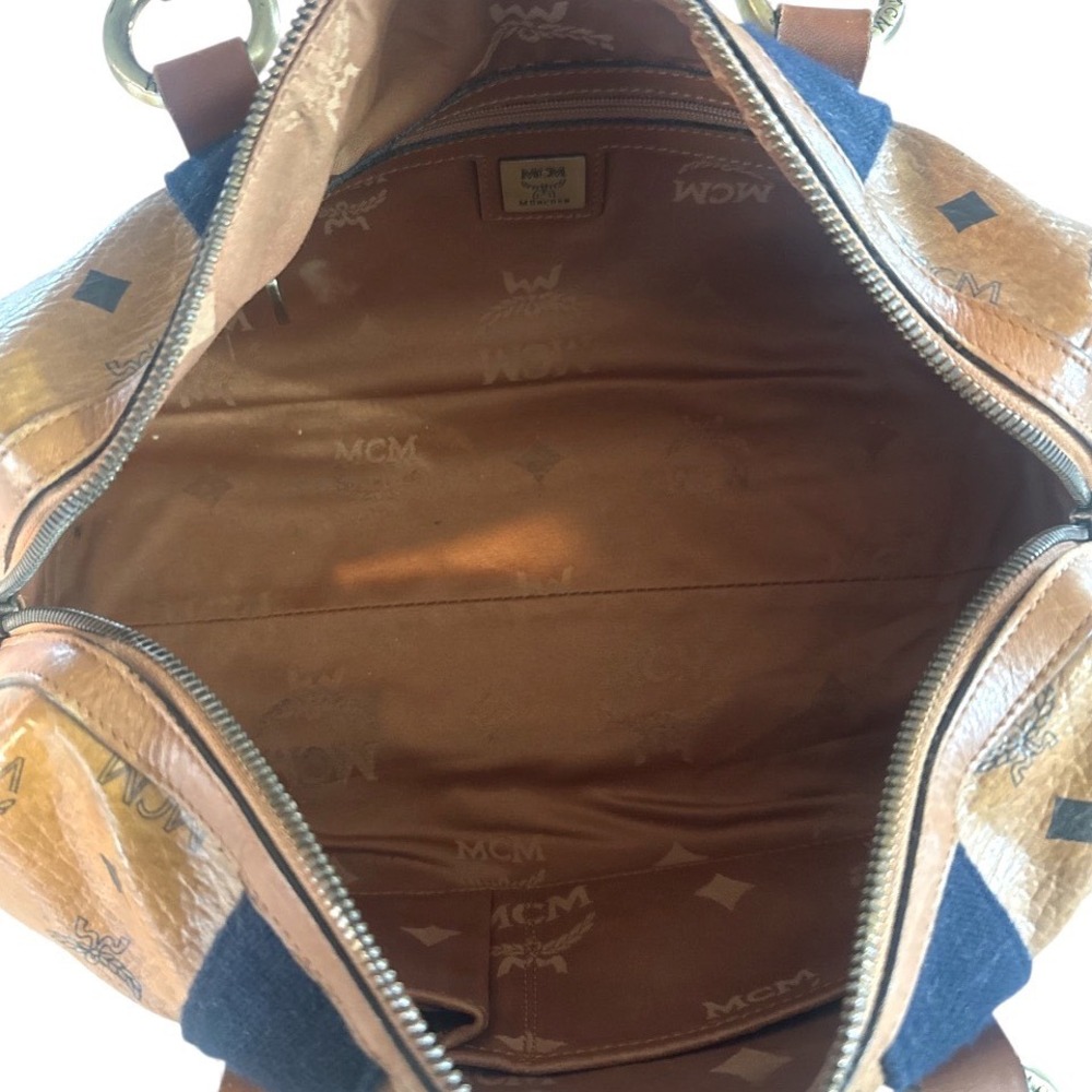 MCM Monogram Viestos Bag Cognac Leather Satchel - Picture 7 of 9